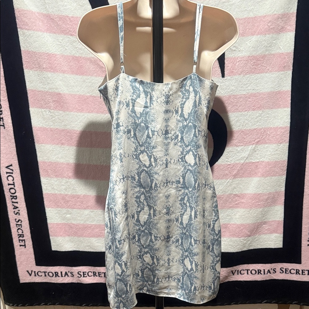 Blue Snake Print Slip Dress - Picture 2 of 4